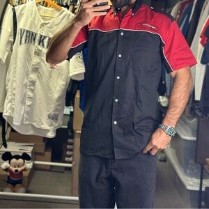 Speed Zone Race Gear Shirt Size Small Short Sleeve Y2K Racing Mechanic Button